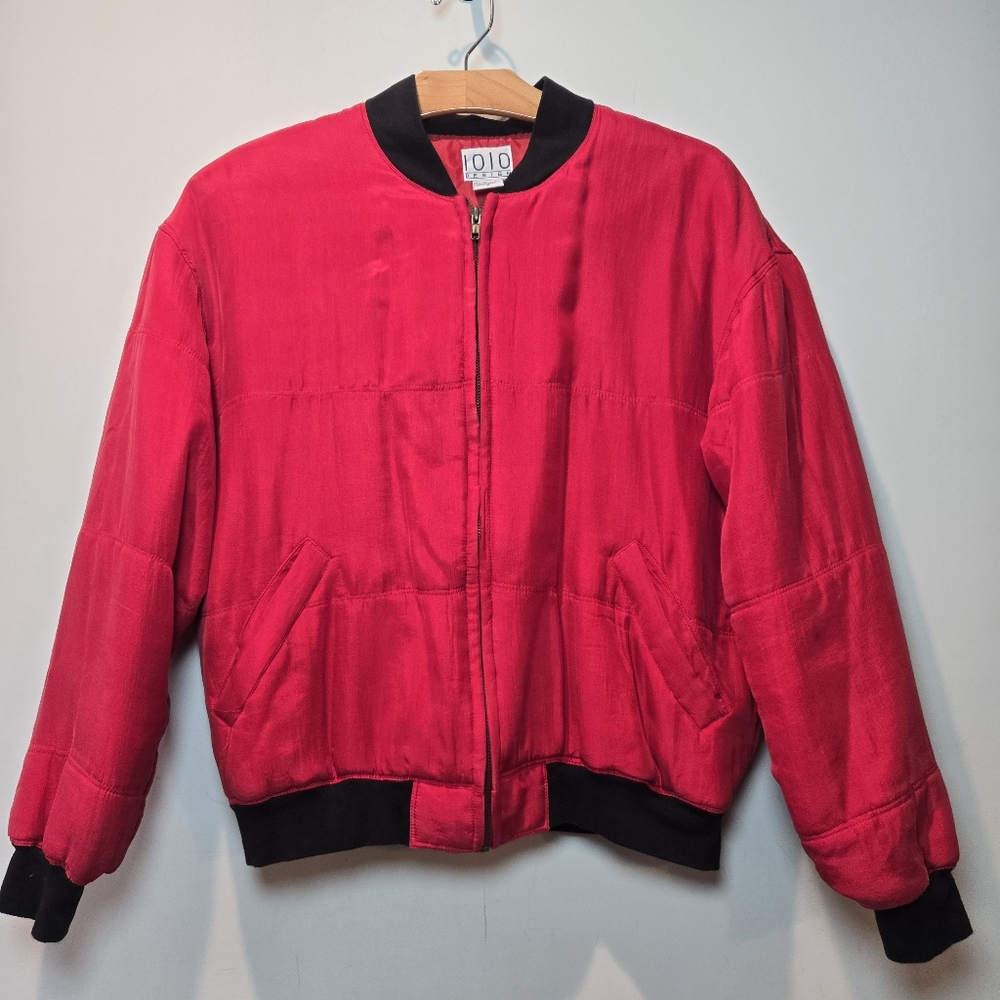 IOIO Design Silk Bomber Jacket Small Women's Vintage 90s Coat